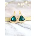 Emerald Drop Earrings, Bridesmaids Bridal Crystal Green Wedding