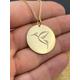 14K Solid Gold Hummingbird Necklace, Personalized Pendant, Animal Pendant