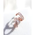 14K Rose Gold Plated Baguette Diamond Hoop Earrings, Sterling Silver Open Cubic Zirconia Pave Set Everyday Jewelry