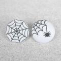 Bold 7/8 Inch Spider Web Halloween Fabric Button Earrings Nickel-Free Titanium Posts