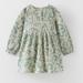 Zara Dresses | Gently Used Zara Ribbed Printed Dress | Color: Green | Size: 12-18mb