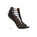 L.A.M.B. Heels: Gladiator Stilleto Boho Chic Black Print Shoes - Women's Size 6 1/2 - Peep Toe