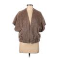 Waverly Grey Faux Fur Jacket: Short Brown Print Jackets & Outerwear - Women's Size 8