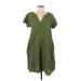 Universal Thread Casual Dress - Mini V-Neck Short sleeves: Green Print Dresses - Women's Size Medium