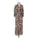 Buddy Love Casual Dress V Neck 3/4 sleeves: Brown Leopard Print Dresses - Women's Size X-Small
