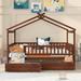 Full Size Wooden House Bed withWith Two Drawers Offer Storage Space,Includes 2 Headboards,Classic House-Shape,