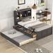 Platform Bed with Storage Headboard, Charging Station, Trundle and 3 Drawers, storage shelves