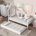 Twin Size House-Shaped Headboard Wooden Daybed with Pull-out Trundle