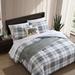 Eddie Bauer Alder Plaid Cotton Blue Queen Comforter Set Polyester/Polyfill/Cotton in Black/White | Twin Comforter + 1 Standard Sham | Wayfair