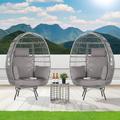 SANSTAR Round 2 - Person 15.8" L Outdoor Restaurant Bistro Set w/ Cushions Wicker/Rattan in Gray | 15.8 W x 15.8 D in | Wayfair W-RJDC63LY-3P