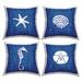 Stupell Industries Various Seashells Blue Beach Line Patterns 4 Piece Outdoor Pillow Set by Mercedes Lopez Charro | 18 H x 18 W x 7 D in | Wayfair