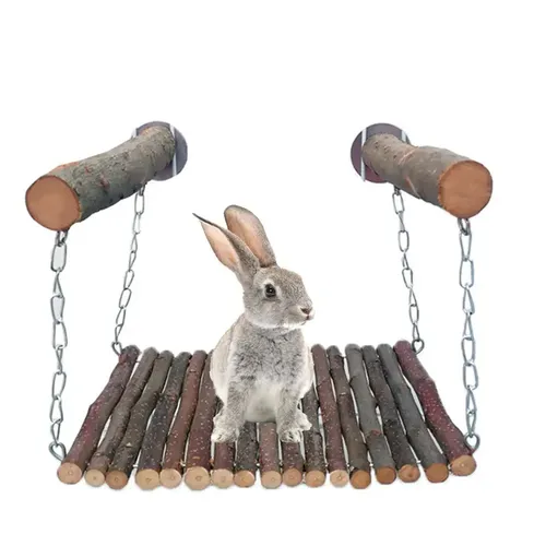 Hamster Kaninchen Maus Chinchilla Holz Hängen Pet Hängematte Schaukel Spielzeug Mit Glocke Käfig