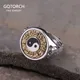 S925 Sterling Silber Yinyang Spinner Ringe für Männer Thai Silber Ring Bagua Gravierte Drehbare