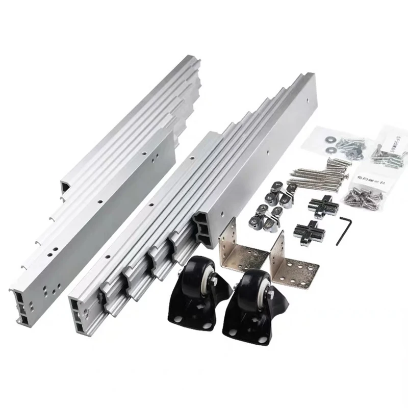 5/6 versteckte Klapptisch Schienen Aluminium Teleskop Schränke Esszimmer Rutsche Schienen Flach Push Klapptisch Hardware Zubehör Image
