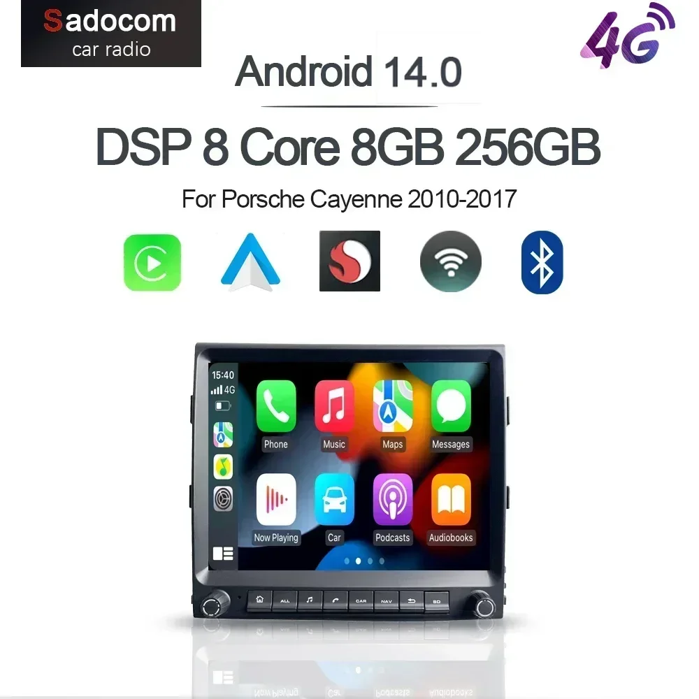 Carplay DSP Auto-DVD-Player Android 14.0 8Core 8GB+256G Radio GPS Wifi Multimedia Für PORSCHE Cayenne 955 957 958 2011-2017 2 Din
