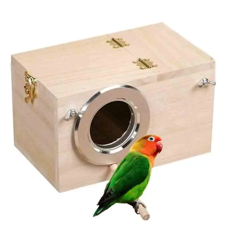 Holz Vogelkäfig Nistkasten Zucht Brutnest für Sittich Wellens ittich Cocktail Fink Lovebird Papagei Vogelhaus Image