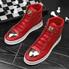 Rote Schlangen leder High Top Sneakers Männer Marke Luxus Designer Schuhe Mode Party Club Hip Hop Streetwear Schuhe Männer Casual Sneakers