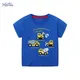 Little Maven 2024 Baby Tops blaue T-Shirts Applikationen Kinder kleidung T-Shirts Sommer Cartoon