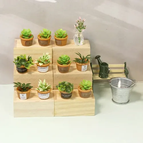 3 Stück hochwertige Puppenhaus Miniatur grün Mini Topf für grüne Pflanze im Topf für Puppenhaus