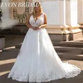 Evon Bridal plus taille robe de mariée sans manches double col en V robe de marEVON BRIDAL-Robes de