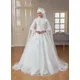 Robe de Rhde mariage élégante en tulle blanc col haut manches longues paillettes brodées