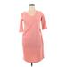 Pink Blush Casual Dress - Sheath V Neck Short sleeves: Pink Print Dresses - Women's Size X-Large