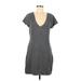 Boston Proper Casual Dress - Shift V-Neck Short sleeves: Gray Dresses - Women's Size Medium