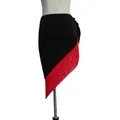 Demi-jupes triangulaires à franges noires et rouges pour femmes robe de danse latine sexy pour