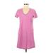 Universal Thread Casual Dress - Mini V Neck Short sleeves: Pink Solid Dresses