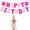 Banderole Happy Birthday pour chien de compagnie rose décorations de fête d'anniversaire pour chiot