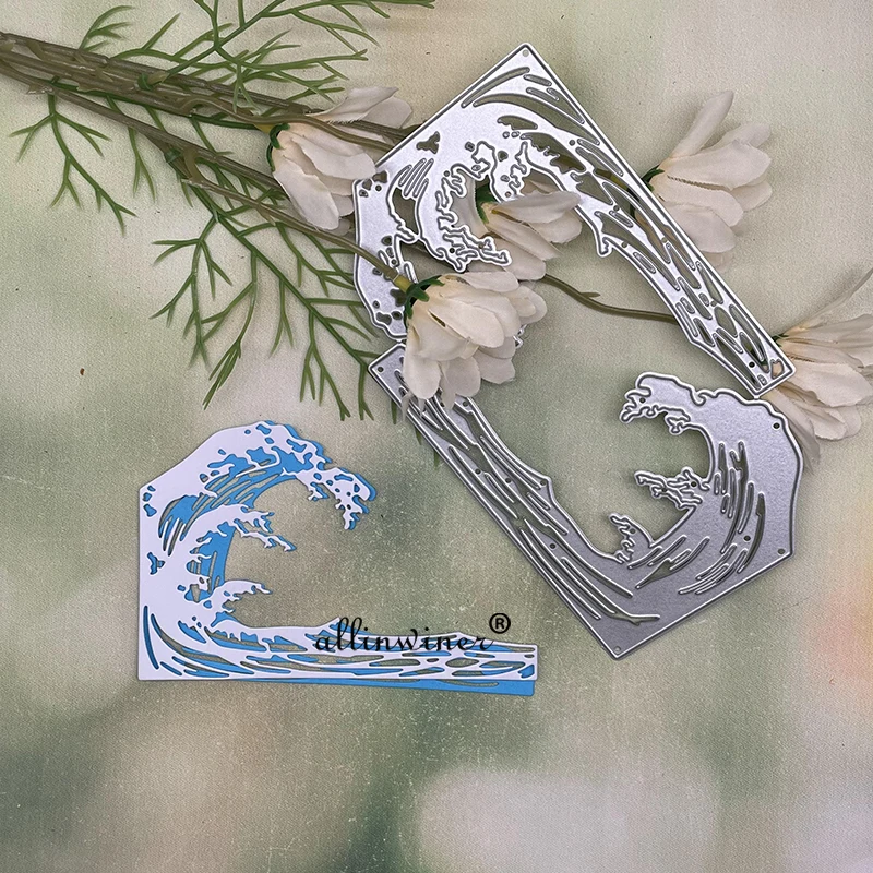 Matrices de découpe en métal, cadre de vague de sauna, pochoirs pour bricolage, Scrapbooking, modèle de découpe artisanal décoratif