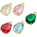 ZHUKOU-Pendentifs en verre transparent breloques en forme de goutte d'eau boucles d'oreilles