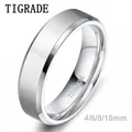 Tigrade-Bague en Argent et Titane Brossé pour Homme Alliance Bagues de Fiançailles Bijoux pour