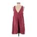 Free People Casual Dress - A-Line Plunge Sleeveless: Burgundy Solid Dresses - Women's Size Small