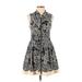 Forever 21 Casual Dress - Shirtdress High Neck Sleeveless: Black Floral Dresses - Women's Size Small