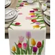Chemins de table en lin lavables fleur de tulipe de printemps écharpes de commode chemin de table