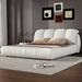 Everly Quinn Velvet Upholstered Bed w/ Oversized Padded Backrest in White | Wayfair 6A4AD27A6F0243F5B5849AB3BF8E83B7