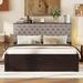 Red Barrel Studio® Wood Queen Size Platform Bed w/ Storage Headboard, Shoe Rack & 4 Drawers in Gray | Wayfair D89D417D42534ABB93D739B3C4A586AC