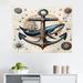 17 Stories Nautical Wall Hanging Tapestry Mandala Astronomy Marine Dark Teal Redwood Ivory in Blue/Brown/Green | 30" H x 45" W | Wayfair