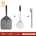 SHANGPEIXUAN 14/13/12 Inch Perforated Pizza Peel and Turning Pizza Shovel Aluminum Alloy Oven