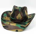 Army Green Camo Cowboy Hat Straw Hat Star Jazz Straw Hat Panama Paper Grass Western United States