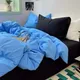 Solid Blue Bedding Set Adults Kids Twin Full Queen 2024 New Flat Sheet Duvet Cover Set Pillowcases