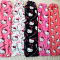 sanrio hello kitty pajamas pants Y2K Kawaii Woolen Anime Cartoon Casual Home Pants Autumn Flannel