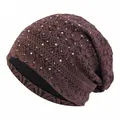 Winter Hats For Women Men Lace Rhinestone Breathable Turban Hat Windproof Warm Cap Female Beanie Hip