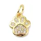 10Pcs Brass Cubic Zirconia Footprint Charms Cute Dog Paw Connectors Pendants for Jewelry Making DIY