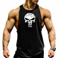 Skull Printed Bodybuilding Fitness Stringers Shirt uomo canotta Running Vest Undershirt Gym Sport
