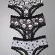 3pcs Gothic Contrast Lace Hipster Panties, Halloween Skull & Star Print Intimates Panties, Women's Underwear & Lingerie