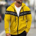 Homme Sweat à capuche Sweat à capuche zippé Noir Blanche Jaune Vert Véronèse Rouge Capuche Bloc de couleur Patchwork Sport Loisir du quotidien Vacances Vêtement de rue Frais Décontractées Printemps