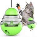 jouets amusants interactifs pour chat, boule d'alimentation 3 en 1 avec gobelet à rotation automatique, baguette en plumes de chat et distributeur de nourriture pour chaton chat entraînement drôle de