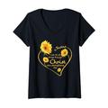 Damen Philippians 4:13 Sonnenblume Geschenke Christlicher religiöser Vers T-Shirt mit V-Ausschnitt